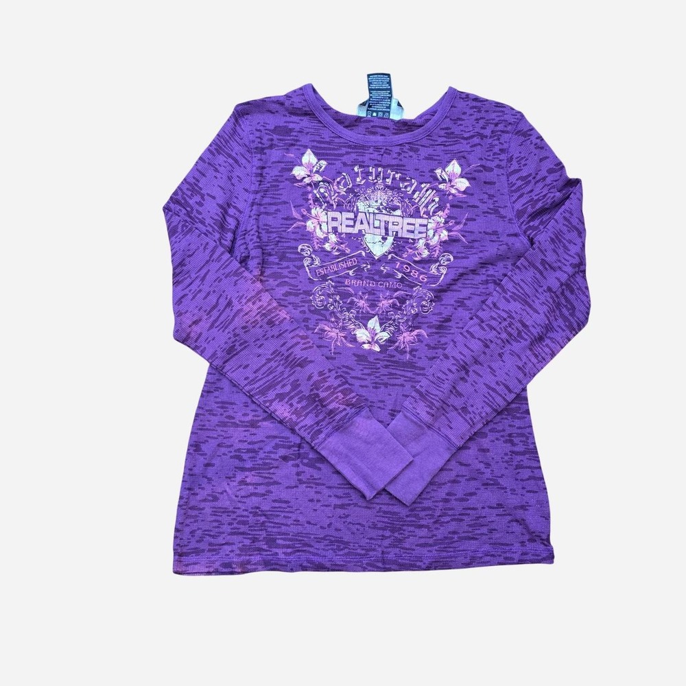 Purple Realtree long sleeve shirt with white floral graphic L - Picture 2 of 4